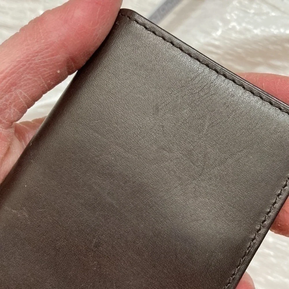 Fossil brown leather card holder money clip